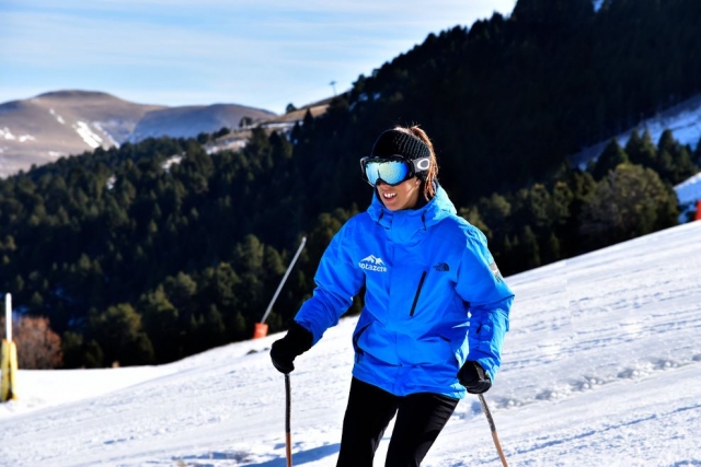  Girl going down a slope 